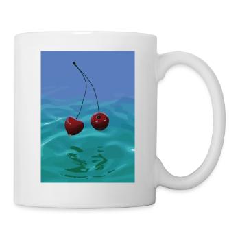 Zwei Kirschen - Tasse - Weiß - Rechts