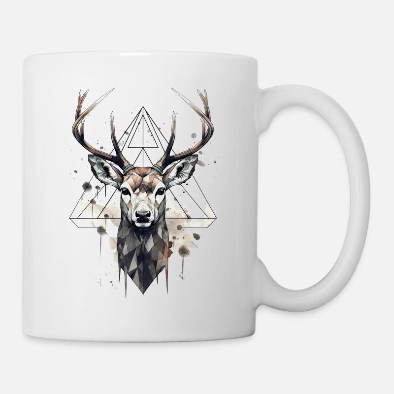 Geometrischer Hirsch - Tasse - Weiß