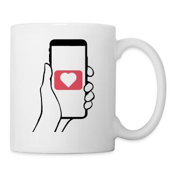 Smartphone Like Heart Flirt Statement - Mug - white - Right