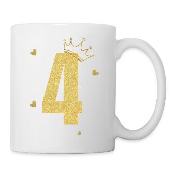 Goldene Krone zum 4-jährigen Jubiläum - Tasse - Weiß - Rechts