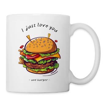 i love u and burger - Tasse - Weiß - Rechts