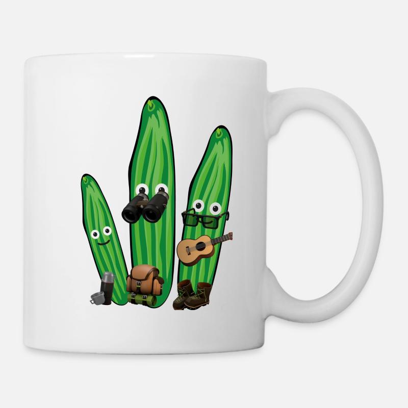 Randonnée, randonneurs, concombres, trio, camping - Mug blanc - blanc