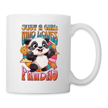 Panda Just A Girl Who Loves Pandas 60s 70s Flowers - Mug - white - Right