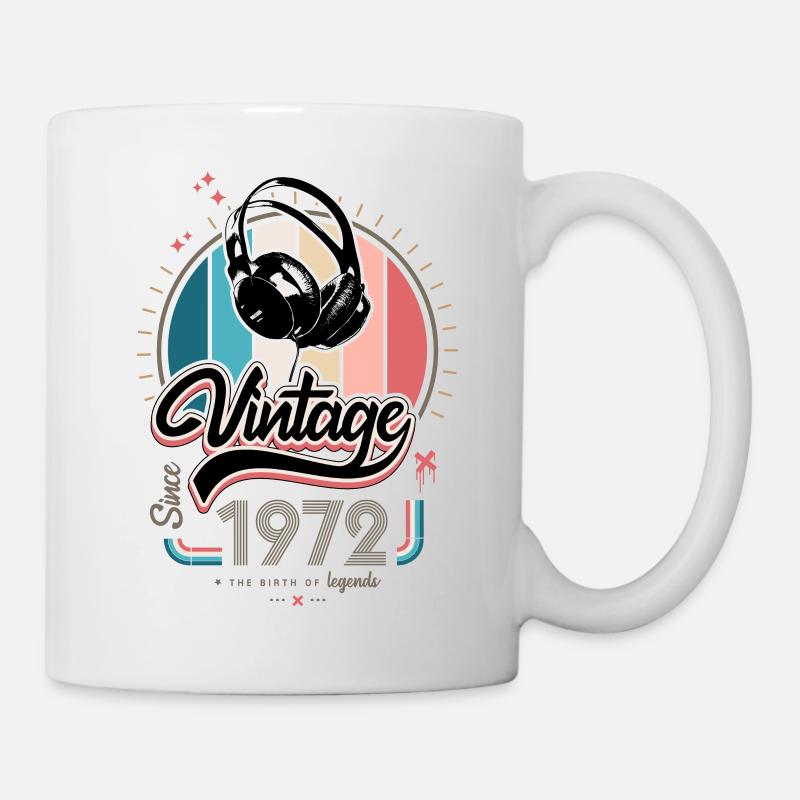 Vintage since 1972 headphones - Mug blanc - blanc