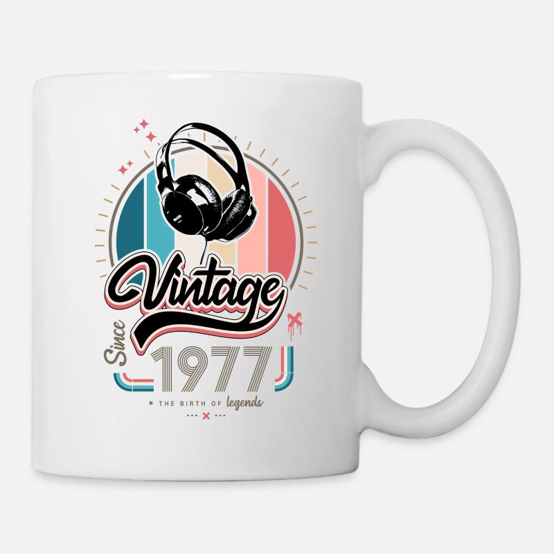 Vintage since 1977 headphones - Mug blanc - blanc