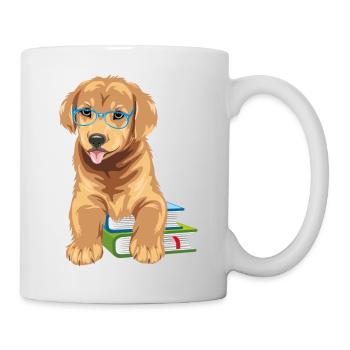 Intelligenter Golden Retriever mit Büchern - Tasse - Weiß - Rechts