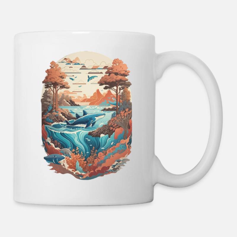 vintage sea wolfs & whales - Mug blanc - blanc