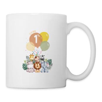 ich bin eins Safari Geburtstag mit Tieren wild one - Tasse - Weiß - Rechts