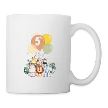 wilde fünf Safari Geburtstag Tiere Motto Kinder - Tasse - Weiß - Rechts