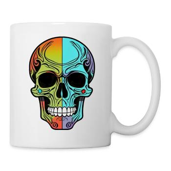 Skull OrangeBlue - Tasse - Weiß - Rechts