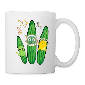 gurken trio,gurken,gurke,salatgurke,Weltall, alien - Tasse - Weiß - Rechts