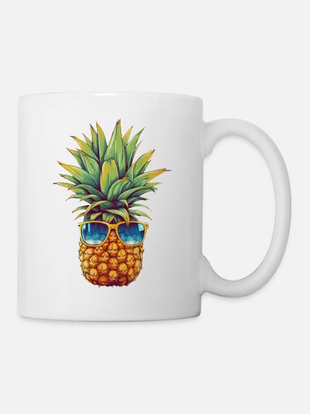 Ananas mit Sonnenbrille: Sommer Coolness - Tasse - Weiß