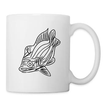 Asiatisch inspirierter Fisch mit einer Linie - Tasse - Weiß - Rechts