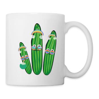 Cucumber Trio,Cucumber,Cucumber,Rainbow,Sunglasses - Mug - white - Right