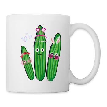 Lapin, lapin, concombre,bande dessinée,Cœurs, fête - Mug blanc - blanc - Droite