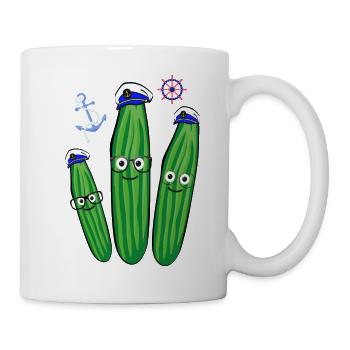 Marins, Capitaine, Ancre, Gouvernail, Concombre, Concombre - Mug blanc - blanc - Droite