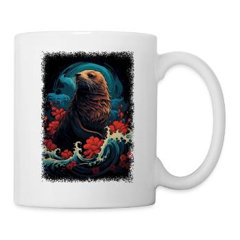 sweet digital art animal rights activists seals - Tasse - Weiß - Rechts