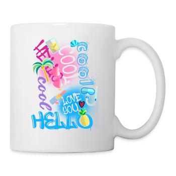 Collage, Graffiti, Schrift, Sommer,sonnenbrille - Tasse - Weiß - Rechts