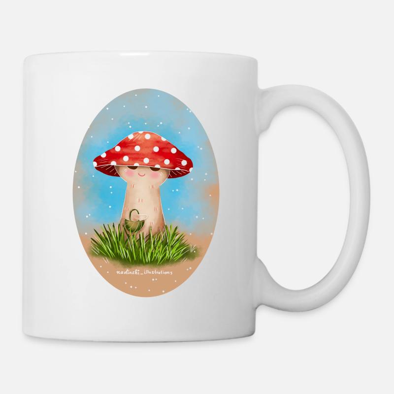 Mushroom goes shopping - Mug - white