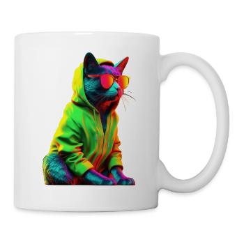 Chat avec lunettes de soleil Chat froid coloré - Mug blanc - blanc - Droite