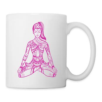 01 Yoga Padmasana ou Fleur de Lotus | Traits de dessin - Mug blanc - blanc - Droite