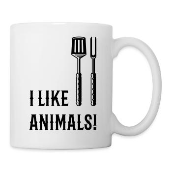 J’aime les animaux! (Grill Couverts / Noir) - Mug blanc - blanc - Droite