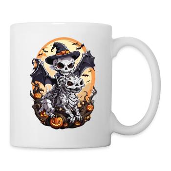 Skelett reitet Drachen - Tasse - Weiß - Rechts