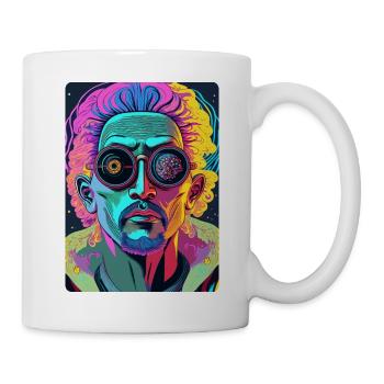 Mysterious Futuristic Man with Glasses - Mug - white - Right