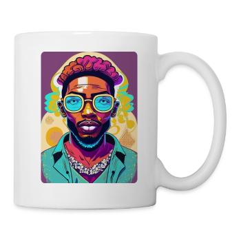 Cool et mystérieux Afro Man avec des lunettes - Mug blanc - blanc - Droite