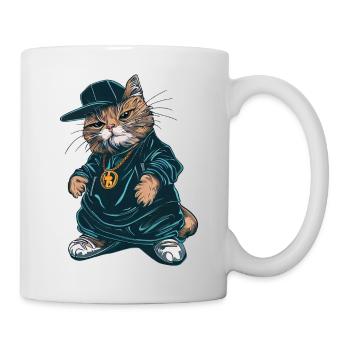 Cat West Coast Rapper - Mug blanc - blanc - Droite