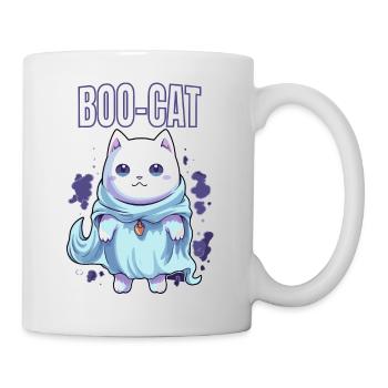Halloween Katzen Shirt BOO-CAT Ghost Kostüm Shirt - Tasse - Weiß - Rechts