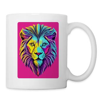 Funky und psychedelisches Löwengesicht - Tasse - Weiß - Rechts