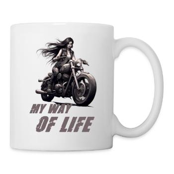 Motorradfahrerin My Way Of Life - Tasse - Weiß - Rechts