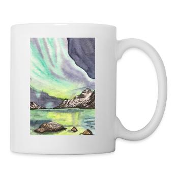 Norway Northern Lights Night Scandinavia Lofoten - Mug - white - Right