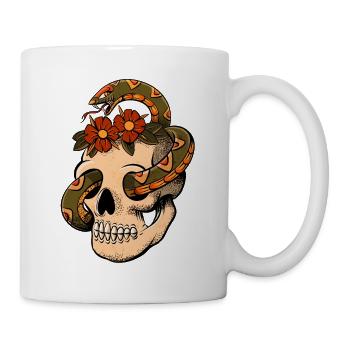 Old School Vintage Snakes Skull Tattoo - Mug blanc - blanc - Droite