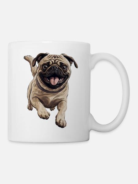 Mops sprintet - Tasse - Weiß