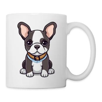 Niedliche Bulldogge Mops Hund - Tasse - Weiß - Rechts