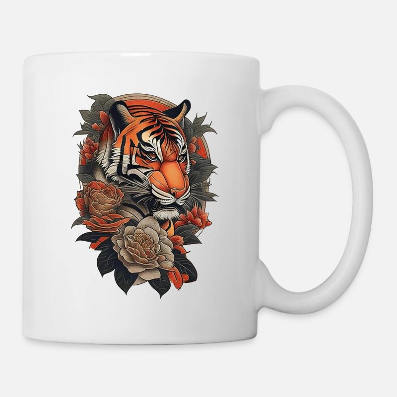 tigre tatouage - Mug blanc - blanc