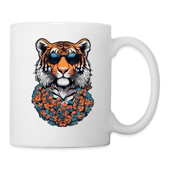 tigre avec lunette soleil - Mug blanc - blanc - Droite