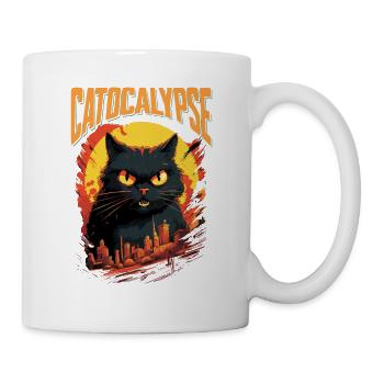 Le chat détruit la grande ville en colère maléfique Art moderne - Mug blanc - blanc - Droite