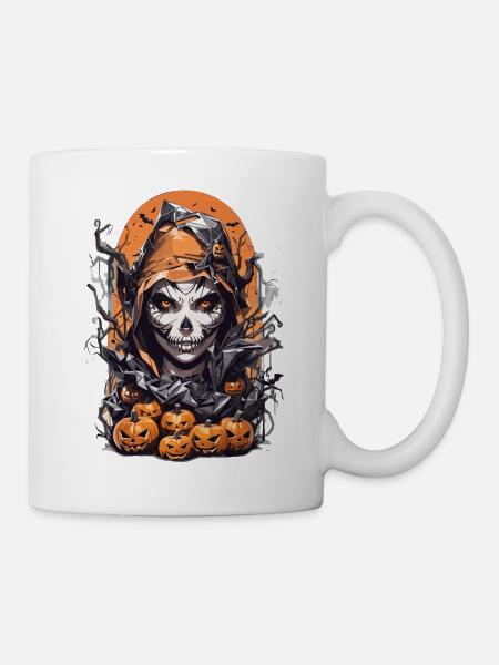 Halloween Witch Creepy Pumpkin - Mug - white