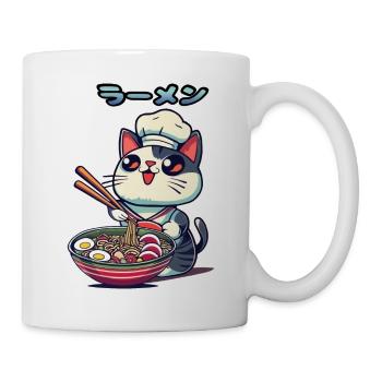 Lustige Ramen-Katze - Tasse - Weiß - Rechts