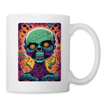 Visage de zombie coloré effrayant - Mug blanc - blanc - Droite