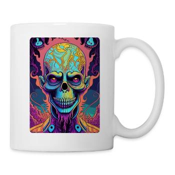Visage effrayant de crâne de motard coloré - Mug blanc - blanc - Droite