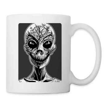 Visage effrayant avec une horrible bouche souriante - Mug blanc - blanc - Droite