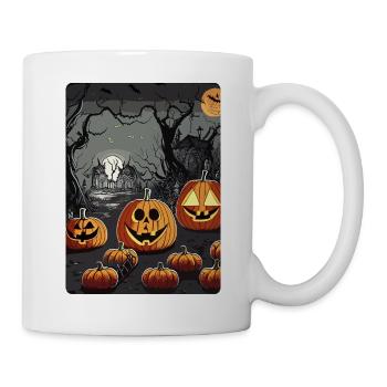 Cimetière effrayant avec des citrouilles d’Halloween - Mug blanc - blanc - Droite