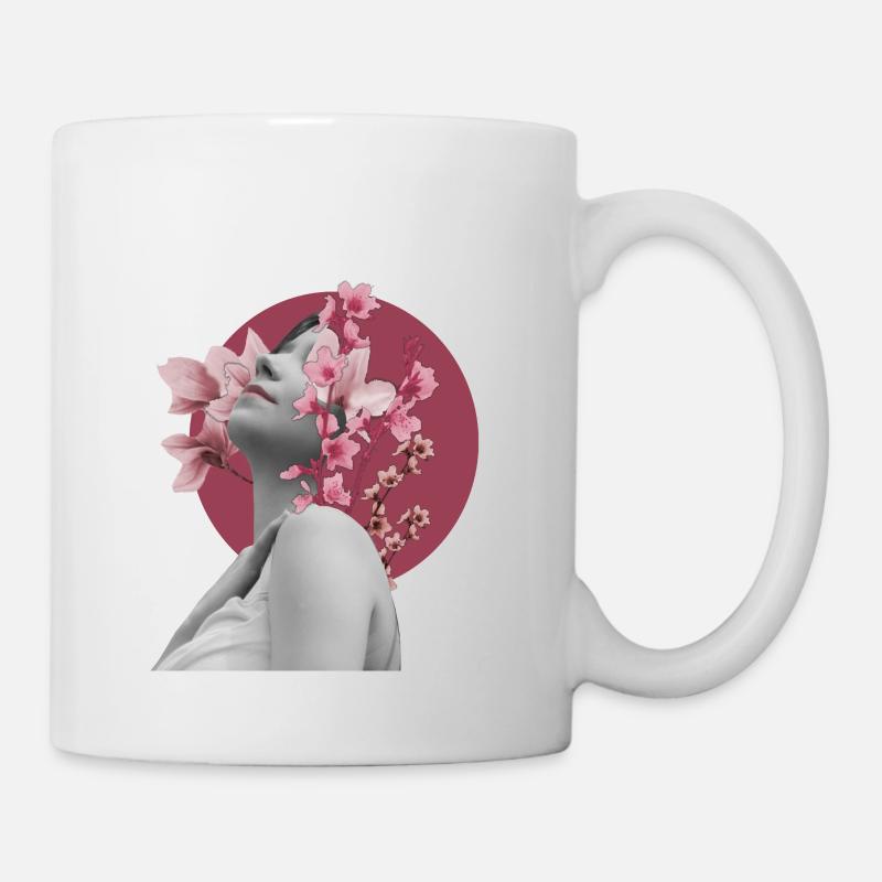 Porträt mit Blumen - Tasse - Weiß