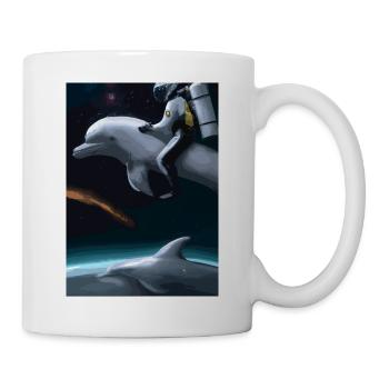 Astronaut reitet auf einem Delphin im Weltraum - Tasse - Weiß - Rechts