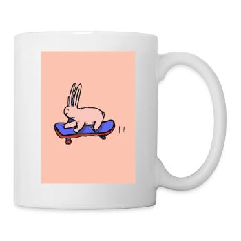 Hase auf einem Skateboard - Tasse - Weiß - Rechts