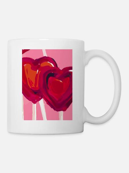 Herz-Lollipop - Tasse - Weiß